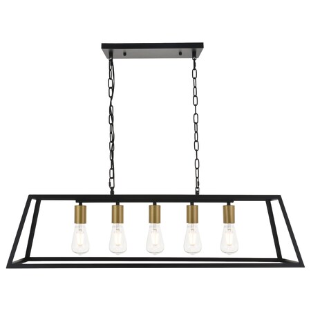 Living District Resolute 5 Light Brass And Black Pendant LD4061D38BRB
